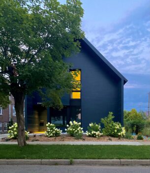 Single family contemporary house in Detroit's oldest historic neighborhood.